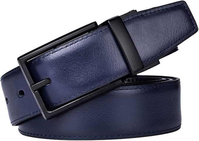 beltox fine Men's Dress Belt Leather Reversible 1.25" Wide Rotated Buckle Gift Box