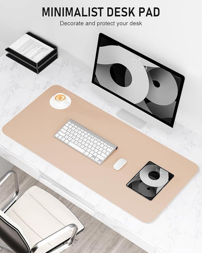 Desk Pad, 23.6" x 13.8" PU Leather Non-Slip Desk Mat Large Mouse Pad for Desktop, Waterproof Laptop Computer Writing Mat for Office, Home, Work, Gaming, Flesh Pink