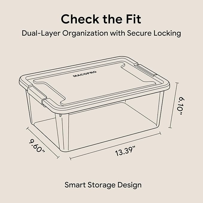 MACOPRO 17QT Craft Storage Box with 2 Removable Caddy Trays, Clear Stackable Plastic Organizer with Lid for Art Supplies, Beads, Sewing Tools, Pens & Kids Toys (White, 1Pack-2-in-1)
