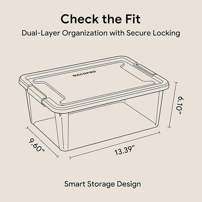 MACOPRO 17QT Craft Storage Box with 2 Removable Caddy Trays, Clear Stackable Plastic Organizer with Lid for Art Supplies, Beads, Sewing Tools, Pens & Kids Toys (White, 1Pack-2-in-1)