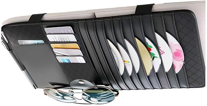 CD Holder for Car,Leather Multi-Purpose Car Visor Organizer Cars CD Holder for Storing CDs/DVD/Card/Pen/Sunglasses,Universal CDs Visor Holders for Cars Interior Accessories