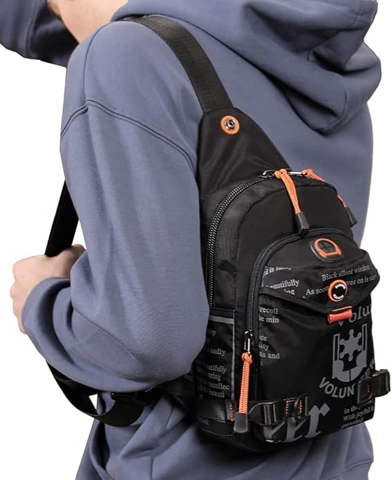 Hebetag Leather Sling Bag Crossbody Backpack for Men Women Travel Outdoor Camping