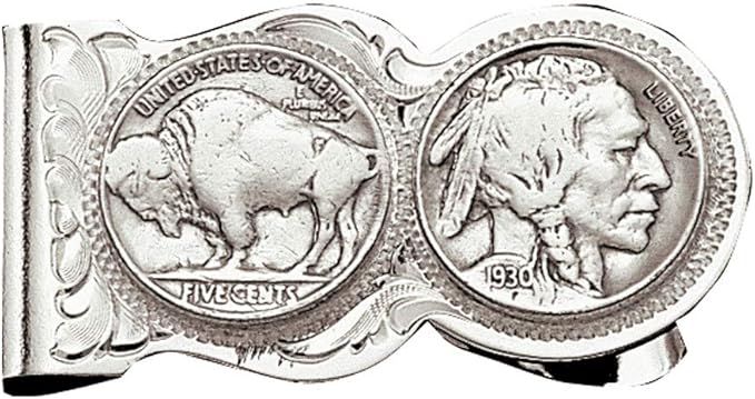 Montana Silversmiths Made in the USA Western Lifestyle Money Clip (Buffalo Indian Nickel Scalloped)