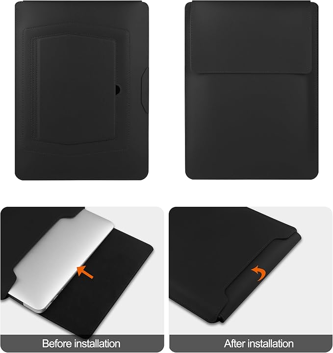 HoYiXi 13.3'' /13.6'' Laptop Sleeve Case Leather Bag with Stand Compatible with MacBook Pro 14/MacBook Air 13(M1 M2)/13.3'' Yoga/Dell XPS 13/HP/Matebook 14'' Laptop case, Black