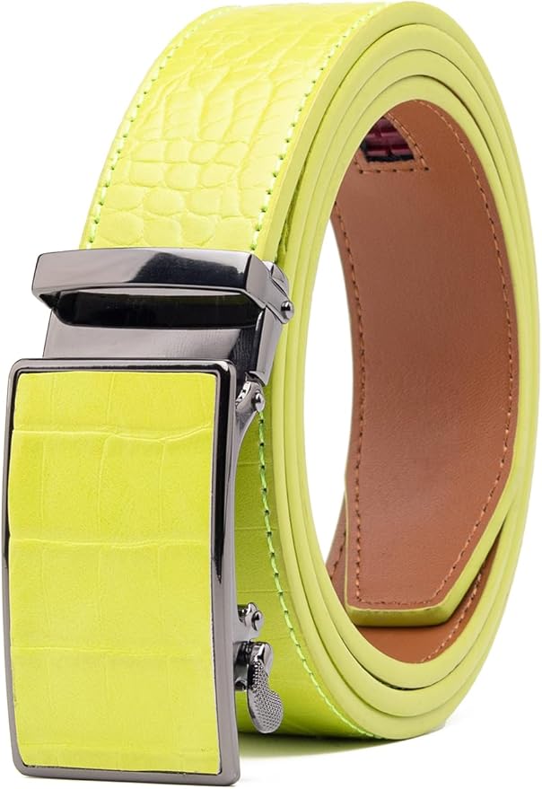 Fabio Valenti Mens Belt,Ratchet Belt Dress with 1 3/8" Genuine Leather with Easier Adjustable Buckle, Trim to Fit
