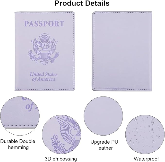 Passport Holder, Passport Holder Women, Passport Covers Travel Must Haves, Travel Passport Wallet for Men, 1 Pack Passport Case Passport Protector for Travel Airport Essentials, Light Purple