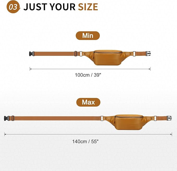 Faux Leather Belt Bag for Men, Crossbody Sling Bag with Adjustable Strap, Back Zipper Pocket, Large Capacity Waist Pack for Travel, Work, Every, Beige