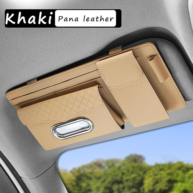 Car Sun Visor Organizer for Lexus LC 2017–2025 2026 Z100,Multi-Pocket Auto Visor Storage Pouch with Tissue Holder,Eyeglass Case,Card Slots & Pen Holder,Sun Visor Organizer