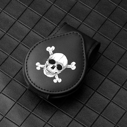 Sunglass Holder for Car Visor, for Anime Skull Skeleton Magnet Sunglasses Holder for car, Cartoon Leather Car Sunglass Holder, Visor Sunglass Holder with Glasses Cards