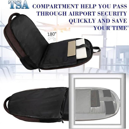 MATEIN Laptop Backpack, Extra Large TSA Friendly 17.3 Inch Travel Computer Backpack, Anti Theft Carry On Flight Approved Business Work College Backpack Bag for Men Women, Brown
