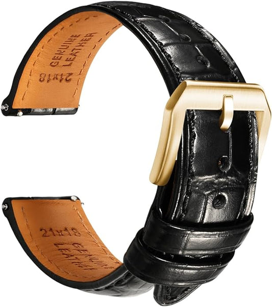 REZERO Leather Watch Bands for Men, Quick Release Watch Straps, Luxury Italian Alligator Grain Embossed Band Replacements 19mm 20mm 21mm 22mm