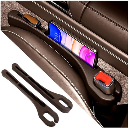 Stacool [2026 Upgrade] 2PCS Car Seat Gap Filler with Phone Holder,Multi-Function Car Side Seat Gap Filler for Prevent Items Falling,Universal Car Seat Organizer Car Accessories (Brown)