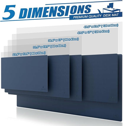 K KNODEL Large Office Leather Desk Mat, Mouse and Keyboard Pad, Computer and Laptop Mat, Desktop Protector and Cover, Writing Pad and Blotter (47.2"x23.6", Dark Blue)