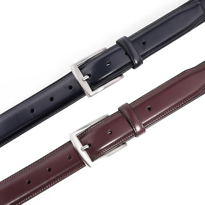Mens Genuine Leather Dress Belt for Men, Handmade, 100% Cow Leather,Classic Casual and Business Belt Prong Buckle