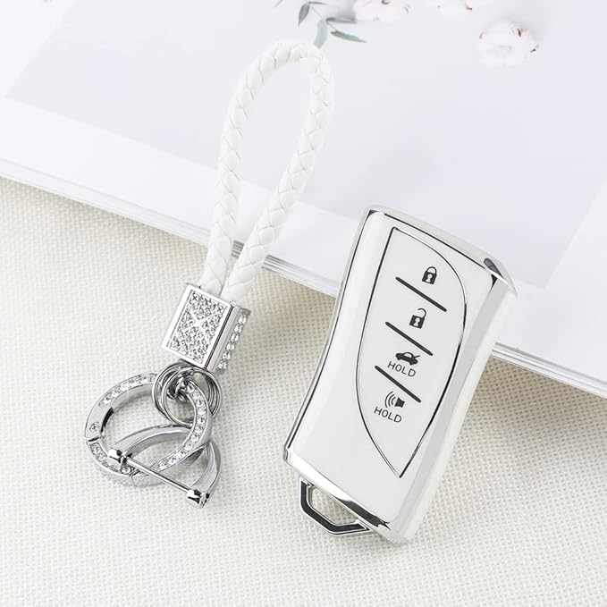 PIFOOG for Lexus Key Fob Cover Bling Keychain TPU Car Keys Case Shell Protector Protection for Lexus GX ES NX LC RC LS UX Accessories 4 Buttons Girly Women Cute