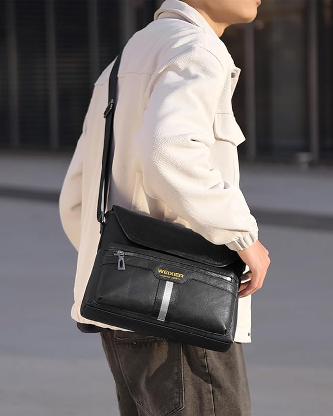 Zipper Buckle Leather Messenger Bag Crossbody Shoulder Bag Vintage Handle Bags | Zipper, Buckle, Leather, Vintage