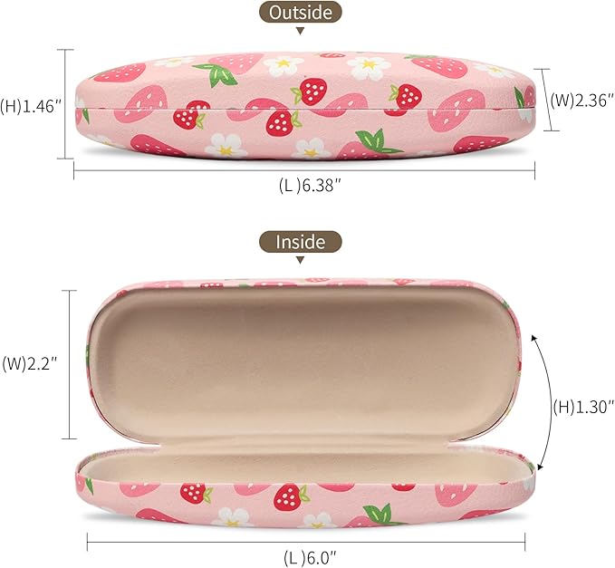 Glasses Case Hard Shell, Leather Protective Case for Sunglasses with Cleaning Cloth, Cute Eyeglass Cases for Women