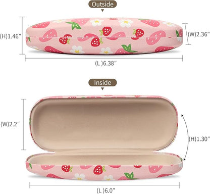 Glasses Case Hard Shell, Leather Protective Case for Sunglasses with Cleaning Cloth, Cute Eyeglass Cases for Women