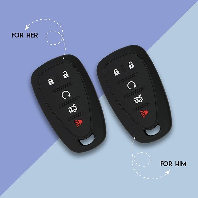 Autobase Silicone Key Fob Cover for Chevy Malibu Camaro Trax Traverse Trailblazer Sonic Blazer Cruze Volt Equinox Spark | Car Accessory for Chevrolet | Key Protection Case 2 Pcs (Black)