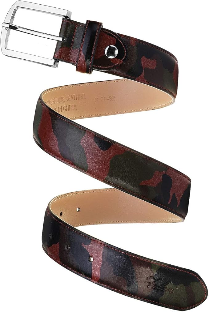 Falari Men Genuine Leather Casual Dress Belt With Single Prong Buckle, Classic Style Belt