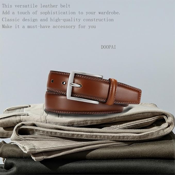 DOOPAI Mens Dress Belt - Genuine Leather Dress Belts For Men,Casual Suit Jeans Belt-Single Prong Buckle black belt