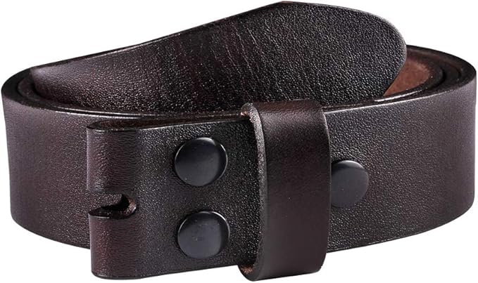 NPET Men's Full Grain Leather Belt Vintage Distressed Style with Snap-On Strap 1 1/2" Wide without Buckle