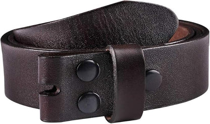 NPET Men's Full Grain Leather Belt Vintage Distressed Style with Snap-On Strap 1 1/2" Wide without Buckle