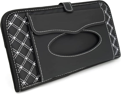 Car CD Holder Storage Case, Car Truck SUV Visor Organizer with Free Napkins, Personal Belonging and Registration, Document, Ticket Storage Pouch and 14 Pocket CD