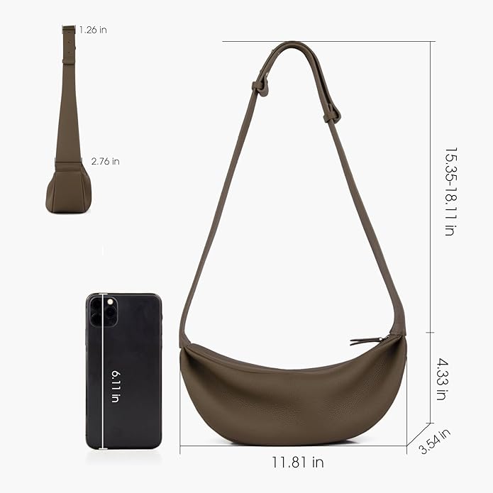 DONNAIN Genuine Leather Sling Bags Crossbody Women, Minimalist Style Casual Chest Bags with Wide Strap