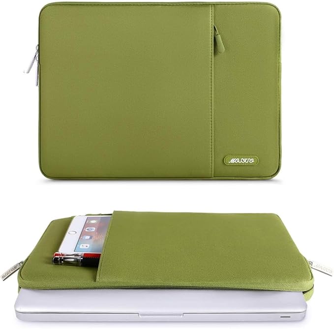 MOSISO Laptop Case 16 inch, 15-15.6 inch Laptop Sleeve Compatible with MacBook Pro 16 M5 M4 M3 M2 M1, HP Acer Dell Lenovo ASUS, Polyester Vertical Computer Sleeve Bag with Pocket, Chartreuse