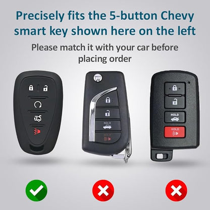 Autobase Silicone Key Fob Cover for Chevy Malibu Camaro Trax Traverse Trailblazer Sonic Cruze Blazer Volt Equinox Spark | Car Accessory for Chevrolet | Key Protection Case 2 Pcs (Black & Purple)