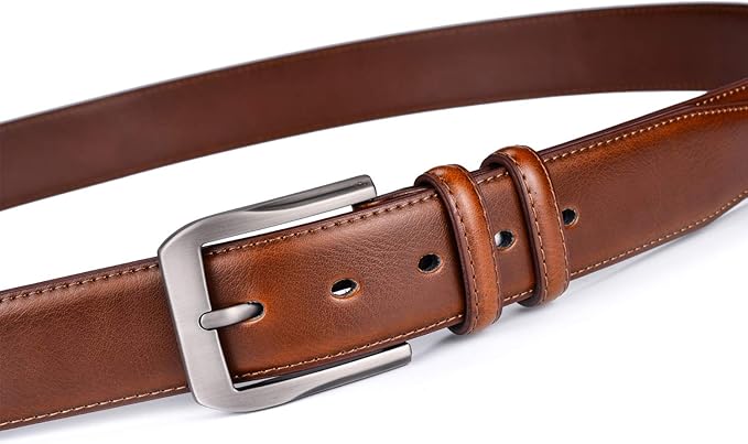 beltox fine Men’s Casual Leather Jeans Belts 1 1/2” Wide 4MM Thick Alloy Prong Buckle Work Dress Belt for Men