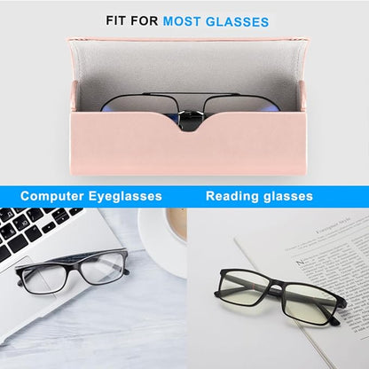 RayLove Glasses Case Hard Shell, Travel Sunglasses Case, Leather Hard Eyeglass Case for Women, Reading Glasses Case for Men