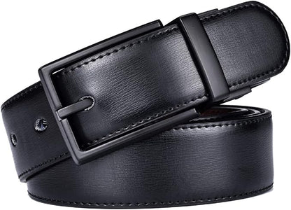 beltox fine Men's Dress Belt Leather Reversible 1.25" Wide Rotated Buckle Gift Box