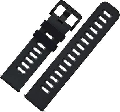 WOCCI 19mm Bicolor Watch Band, Silicone Rubber, Quick Release Replacement Strap for Men and Women, Black Stainless Steel Buckle (Black-Grey)