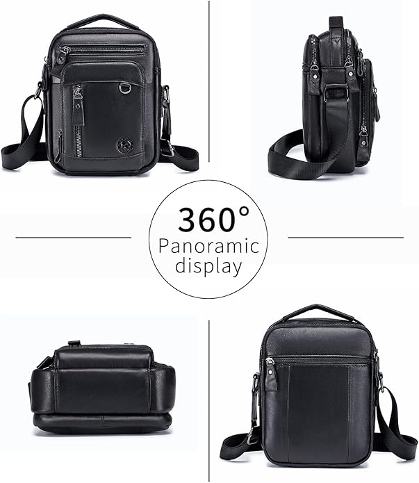 Men's Vinatge Leather Crossbody:Compact with Organized Pockets,Stylish & Functional for Everyday Carry