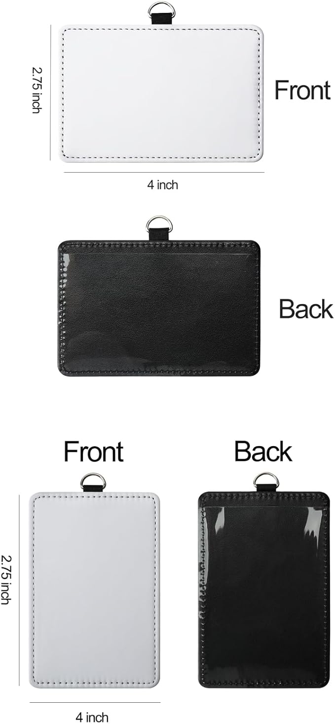 12 Pack Sublimation Blank PU Leather ID Badge Holder Bulk Heat Transfer Print ID Card Badges Name Tag Holders for DIY Office Employees (Vertical & Horizontal)