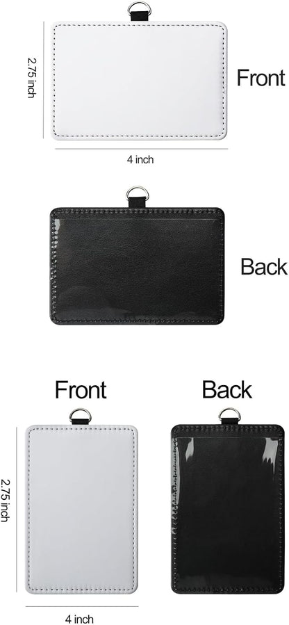 12 Pack Sublimation Blank PU Leather ID Badge Holder Bulk Heat Transfer Print ID Card Badges Name Tag Holders for DIY Office Employees (Vertical & Horizontal)