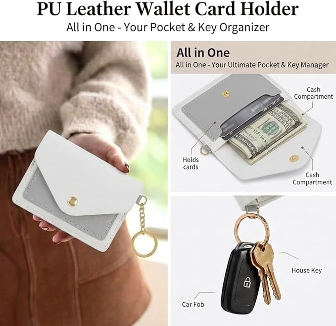 BIHRTC Silicone Key Ring Bracelets Wristlet Keychain Wallet with Net Chapstick Holder for Women