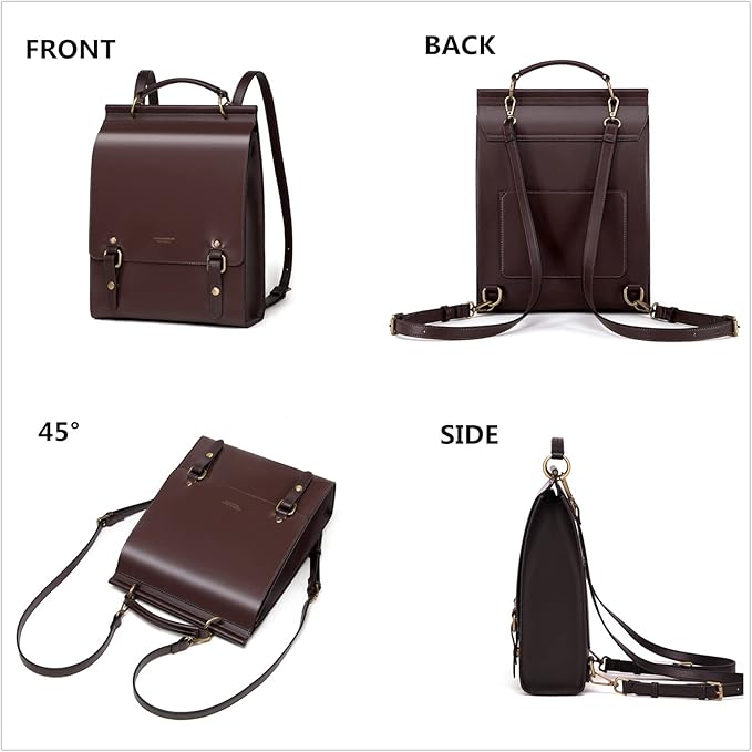 Cnoles Leather Backpack Purse For Women Fashion Ladies Vintage Bags Casual College Travel Backpacks Bag Brown