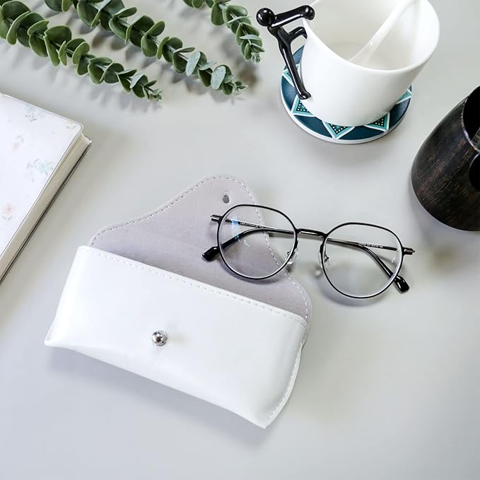 LogHog Portable Leather Glasses Case,Flexible Sunglasses Pouch Slim Case for Women Men Horizontal Eyeglass Case