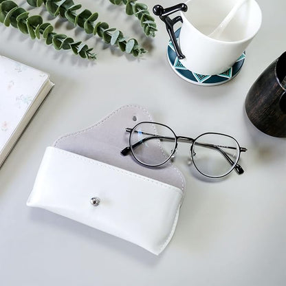 LogHog Portable Leather Glasses Case,Flexible Sunglasses Pouch Slim Case for Women Men Horizontal Eyeglass Case