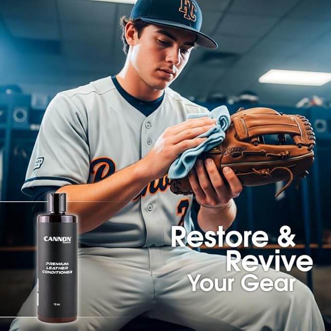 Cannon Sports Leather Conditioner | Baseball Glove Conditioner | Football Leather Care | Softens, Protects & Restores All Leather Sports Gear | Prevents Cracking & Drying