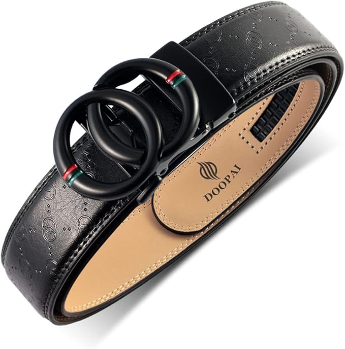 DOOPAI Belt Men, Ratchet Dress Adjustable 1 3/8" Sliding Leather Designer, Size Length Can be Cut, with Gift Box