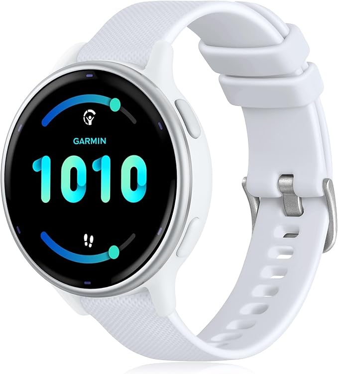 GEAK Compatible with Garmin Vivoactive 5 Watch Bands/Garmin Vivoactive 3 Watch Bands,20mm Silicone Band for Vivoactive 3 Music/Vivomove Sport,Forerunner 645/245 Music Smartwatch Women Men White