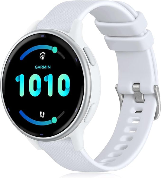 GEAK Compatible with Garmin Vivoactive 5 Watch Bands/Garmin Vivoactive 3 Watch Bands,20mm Silicone Band for Vivoactive 3 Music/Vivomove Sport,Forerunner 645/245 Music Smartwatch Women Men White