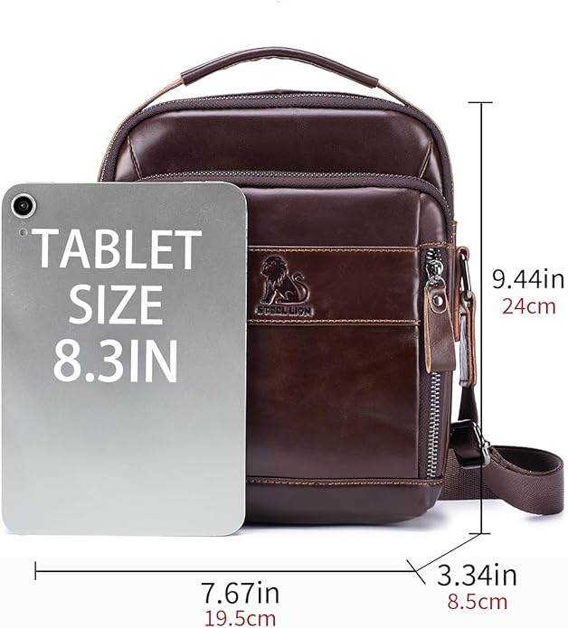 Premium Leather Men's Crossbody -Organized Storage & Durable,Stylish for Daily Carry
