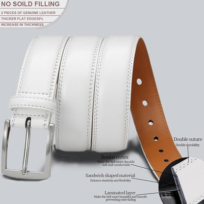 DOOPAI Mens Dress Belt - Genuine Leather Dress Belts For Men,Casual Suit Jeans Belt-Single Prong Buckle black belt