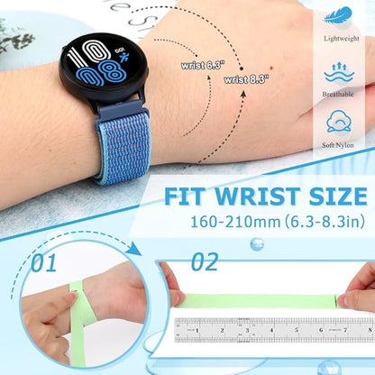 20mm Nylon Quick Release Band Compatible with Samsung Galaxy Watch 7 6 5 4 40mm 44mm/Garmin Vívoactive 6/5/3/3 Music/Forerunner 570 42mm/55/158/165/245/645/Amazift Active 2/Active/T-Rex 3 Pro 44mm