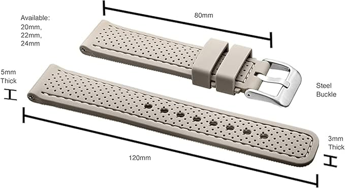 ALPINE Sporty Premium Soft Silicone Adjustable Watch Band - Replacement Rubber Watch Bands for Women & Men - Waterproof Quick Release Watch Straps - Compatible with Regular & Smart Watch Bands